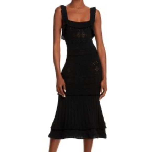 MILLY Pointelle Knit Midi Dress, Mint Condition (black, size P) - Picture 1 of 7